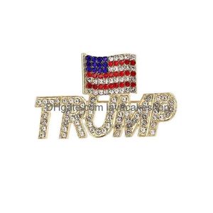 Party Favor Unique Design Trump Rhinestone Brooches For Women Red Heart Letter Coat Dress Jewelry Drop Delivery Dhnba