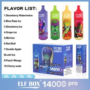 Elf Box RGB Puff 14000 Pro Disposable Vape Puff 14k E Zigarette 0% 2% 5% LED -Anzeige 1,0 Mesh Spulen Vape Stift 10 Geschmack