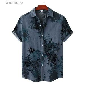 Męskie koszule swobodne koszule w stylu vintage hawajskie kwiatowe koszulę dla mężczyzn 2023 marka swobodna koszula na guziki krótkie rękodzie