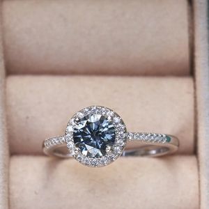 Grey Color 1CT Ladies Ring Silver 925 Jewerly For Women Fashion Engagement Wedding Diamond Party JewerlyRings 240313