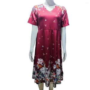 Casual Dresses Printed Dress Floral Print A-line Midi With Short Sleeves V Neck For Summer Parties Shopping