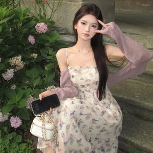 Casual Dresses The Dreamy Atmosphere Of Small Crowd Smudgy Floral Halter Dress Vestidos Casamento Convidada Elegante Vintage Print