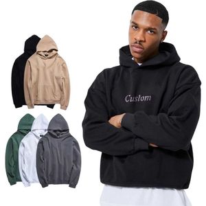 Anpassad design 100% Cotton Blank Plain Drop Shoulder Hoodie Men Croped Pullover Hoodies Sweatshirts for High Quality