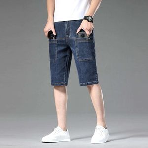 Men's Pants Korean Version Trendy Jeans Slim Fit Fashionable Shorts Spring/summer Multi Bag Work Clothes Loose Elastic Cropped Pants