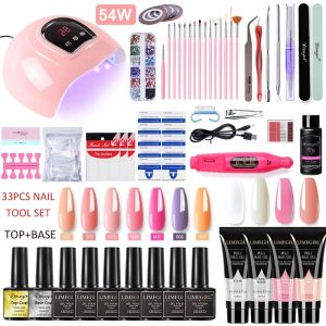 Kits Limegirl Acrylic Gel Poly Nail Gel Kit Nail Extension Glitter Gel Nail Gel UV Building Jelly Gel Polish Enhancement Manicure Set