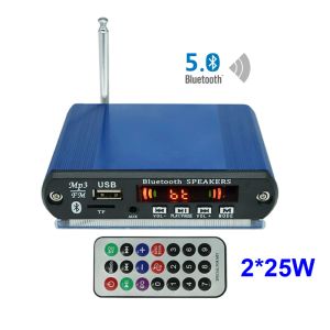 Amplificador Bluetooth 5.0 2*25W Decodificador de áudio digital fm mp3 player classe D estéreo DIY Speaker USB Aux Recording Chamadas de potência amplificador