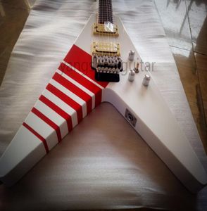 Rare Kill Switch Buckethead 24 Frets KFC Flying V Alpine White Solo Electric Guitar Red Neck Binding Floyd Rose Tremolo Tailpiece4121353