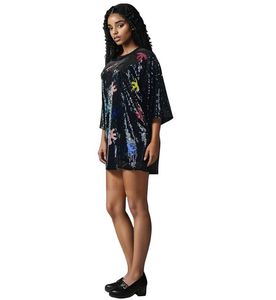 Summer new Women's T-shirts dress Tees Fashion short sleeved sexy sparkling heavy industry sequin loose Luxury brands T-Shirt dress fit 100-170 lb