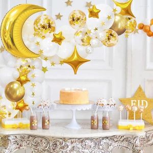 Decorazione per feste 65pcs Eid Mubarak Gold Star Balloon Arch Set per la casa Fai da te Fai Musulmani ISLAMIC Muslim Supplies 2024