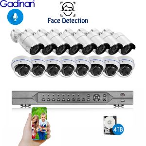 System Gadinan 5MP Security POE IP Camera Face Detection H.265 16CH 4K POE CCTV Set NVR Kit Outdoor Waterproof Surveillance Syste