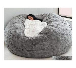 Крылы стул ERS 135150CM NT Fure Bean Bag Er Большой круглый мягкий пушистый фальшивый фальшивый бейг ленивый соус -капля Доставка Доставка Домашний сад Текстиль SAS4806366