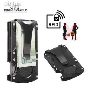 Klipy pieniężne Niezbędne nowi mężczyźni Case Slim Credit Card Posider Aluminium Mini RFID anty-Ched Protection Metal Money Clip Mężczyzna 240408