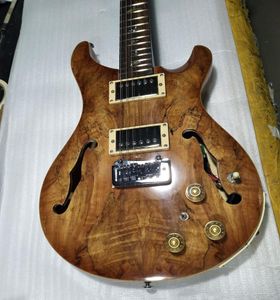 Paul Smith Hollow Body II Doğruyun Özel Stok Satin Koa Spaltled Maple Vintage Kahverengi Elektro Gitar Çift F Delikler Abalone BI7508255