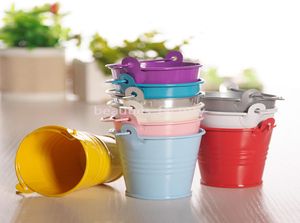 Cute Mini Tin Metal Pails Bucket Wedding Candy Favors Birthday Favour Party Decor 8cm Multi colors7853310