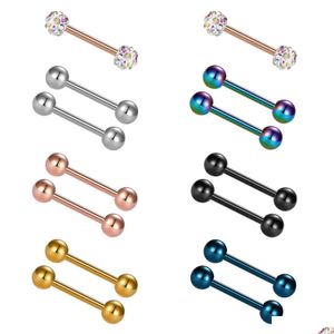 Tongue Rings Boniskiss 14Pcs 14G 12-18Mm Nipple Straight Barbells Surgical Steel Body Piercing Jewelry Tragus Cartilage Earring Drop Dh7N9