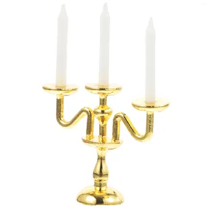 Candele Mini giocattolo a tre teste Titolo simulato Kids House Toys Fai da te Punzioni decorative in lega Candlestick Child