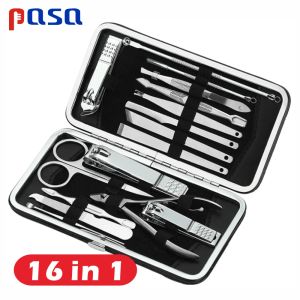 Sensors 16 in 1 Stainless Steel Nail Art Manicure Tools Set Nails Clipper Scissors Tweezer Knife Manicure Sets Stone Pattern Case