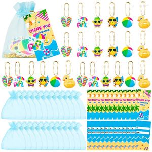 Present Wrap 72st Summer Key Chains Bag Set Swimming Pool/Watermelon Tack Tag Sunshine Beach Drink för Baby Shower Wedding Birthday