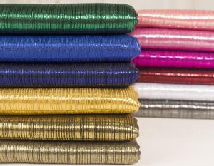 Wide 63quot Laser Colorful Clothing Elasticity Material Rib Knit 4Way Stretch Bronze Metallic Light Fabric By the Yard6160599