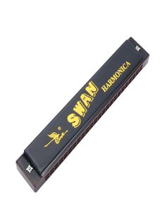 Swan 24 buracos Octave Harmonica Aluminium Body Aluminium Board Woodwind Musical Instrumento Musical Swan Harmononicas acordeões HARP3393231