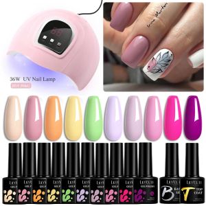 Sukienki LilyCute 10pcs Zestaw lakieru do paznokci Aron z paznokciami paznokci suszarka do paznokci Zestaw manicure baza Top Patrz paznokcie gel uv żel