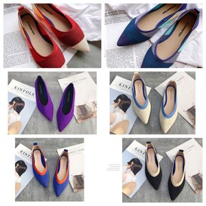 New top Flat bottomed pointed ballet single shoes black soft soled knitted maternity women boat shoe casual and comfortable