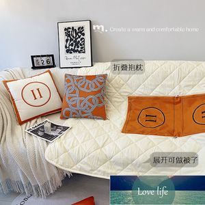 Klassisk lyxig orange italiensk kuddfilt filtar filt bil två-i-en med dubbla användar siesta moon break vardagsrum soffa kudde omslag