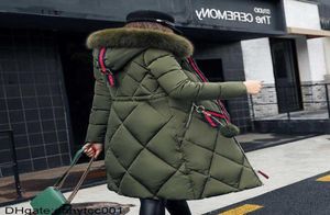 Men039s Jackets Big fur winter coat thickened parka women stitching slim long down cotton ladies jacket DQUF2660205