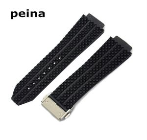 25mmx19mm Novos bandos de relógio masculinos Banda de faixa de faixa Diver Silicone Rubber Watch Band Strap para Hub303p2179423