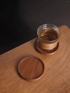 Koppar tefat hamrade glas trä placemat te kaffe slitstark värmebeständig tekanna matta isolerad bordsartiklar