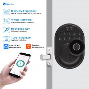 Lock SmarDeer 4in1 Electronic Lock for Tuya Smart Lock with Deadbolt Fingerprint Lock Keyless entry with SmartLife App Remote unloc