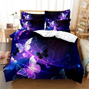 Bedding Sets Butterfly Black Duvet Capa Conjunto de 3 peças 3D Tamanho King Fashion Microfiber Soft Cama de casal