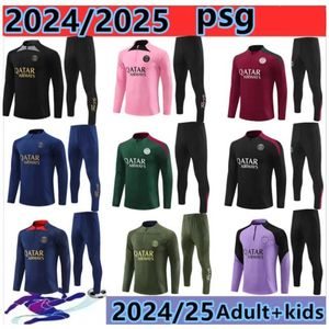 2024 2025 PSES Tracksuit Men Football Training Suit 24 25 Tuta Maillot Jersey Justs Kit Paris Men and Kid Soccer Tracksuits الركض على قيد الحياة Chandal