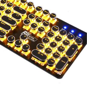 キーボードゲームバックライト付きメカニカルレトロパンクスタイルサークルキーキャップキーボードレターアルファベット輝く104キーUS5276100