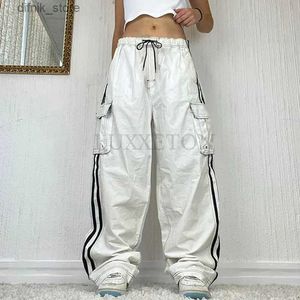 Damskie dżinsy swobodne torba o niskim wzniesieniu dżinsów kieszonkowe modne t-shirt Spodnie damskie jogging luźne dżinsowe szorty 90S retro y240408