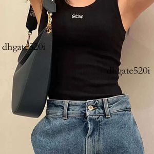 Loeewew Tank Loewe Tank Loeweee Рубашка вышивая логотип логотип майок Топ Лютовый короткий тонкий пупок с эластичным спортивным трикотажными танками 785