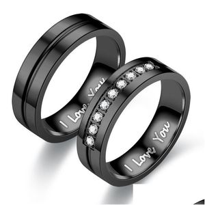 Pierścienie ślubne projektant biżuterii mody na parę tytanowej stalowe kobiety mężczyźni pierścień klasyczny list i kocham cię 6 mm upuść Dhgarden dhca8