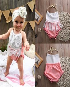 Autumn baby Clothing Newborn Toddler Clothes Baby Girls Clothing Bodysuit Tassels Strap Baby Pink Jumpsuit Outfit Clothes8087040