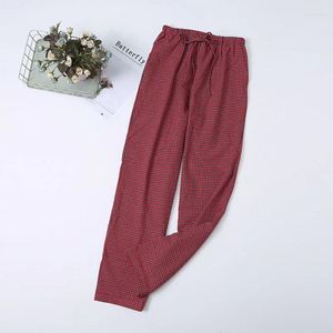 Kvinnors sömnkläder Spring Autumn Women Nightwear Pants Cotton Sleep Lounge Wear Trousers Casual Plaid Home Pyjama Pyjama Femme