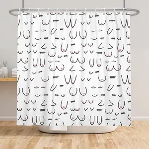 Shower Curtains Funny Sexy Boobs Curtain Feminist Seamless Breast Fun BuHilarious Bathroom White Restroom Decor With Hooks