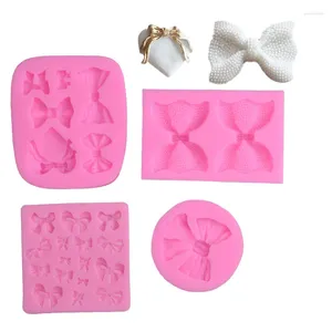 Baking Moulds 4 Types Love Bow And Tie Silicone Fudge Cake Mold Jelly Candy Chocolate Molds Decoration Tools