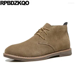 Stivali autunno in stile britannico sicurezza caduta maschio flat vintage confortevole pizzo up booties designer scarpe da uomo 2024 in pelle scamosciata corta