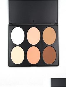 Face Powder Press Powders Makeup Plus Foundation 6 Color Palette Fond de Teint för kvinnor Dagligen användningsreparation Lätt att bära Natural Bri7922557