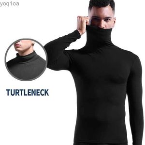 Męskie koszulki Turtleeck Długie rękawie Mężczyzny termiczne Undershirts Wysoka T-shirt Tacka Tacka Slim Fit Base Tees Boys Mężczyzna Modalny Pulloverl2403