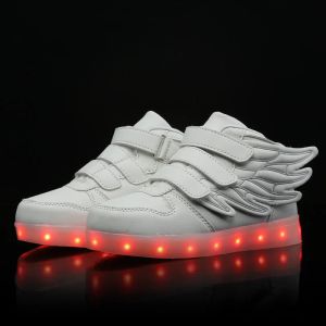 Sneakers Pink Red Kids Light up Shoes with wing Children Led Shoes Boys Girls Glowing Luminous Sneakers USB Charging Boy Fashion Shoes