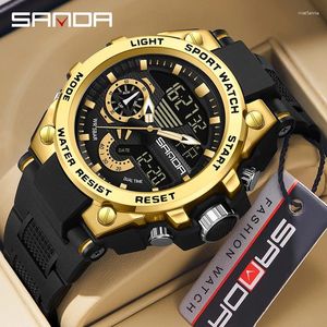 Нарученные часы мода Sanda Model Men Cool Design Minders Features Teenagers Water -устойчивый