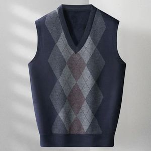 سترات الرجال ملابس ناعمة Argyle pergyle plaid سترة متماسكة السترة من الذك