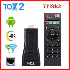 Box Tox2 TV Stick TV Box Android 10 2GB 16GB Allwinner H313 Quad Core 2.4G 5G Dual WiFi 100M BT5.0 4K Smart Media Player TV Dongle