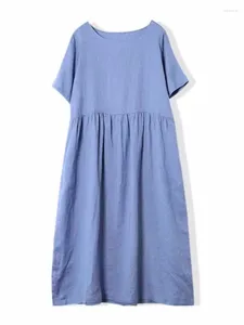 Платье для вечеринок женская одежда 2024 Летняя винтаж с коротким рукавом повседневная смесь для миди-миди-хлопчатобума