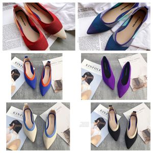 2024 Top Flat Bottomed Pointed Ballet Single Shoes Black Soft Soled Sticked Maternity Women Boat Shoe Casual and Bekväm